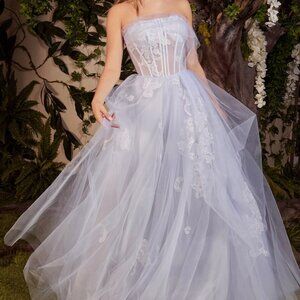 BLUE COLOR PROM PARTY FORMAL A-LINE EVENING MAXI LONG AURORA TULLE GOWN AL1050